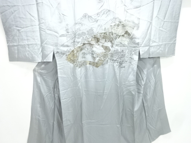 JAPANESE KIMONO / ANTIQUE MENS JUBAN / SILK / HAWK & MOUNTAINS